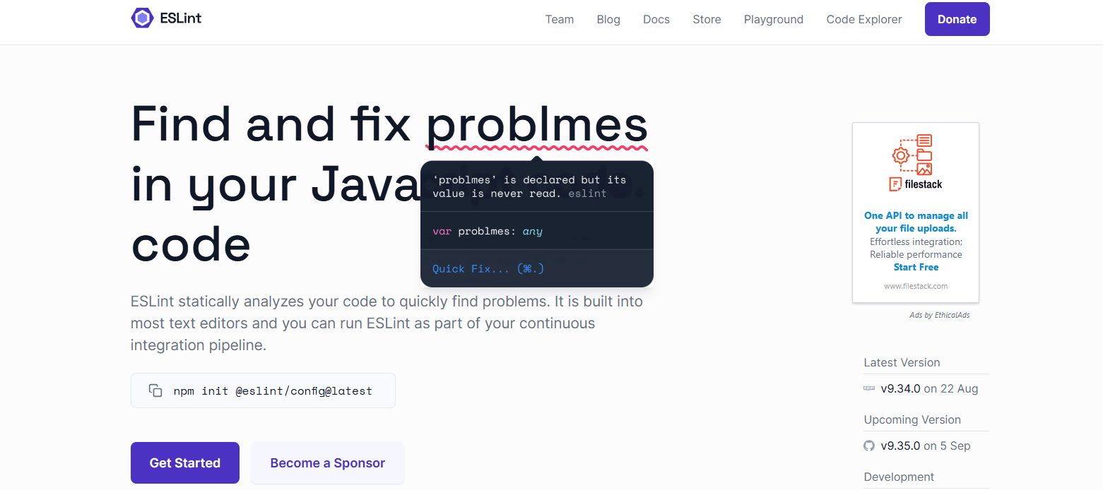 eslint code smell detection tools