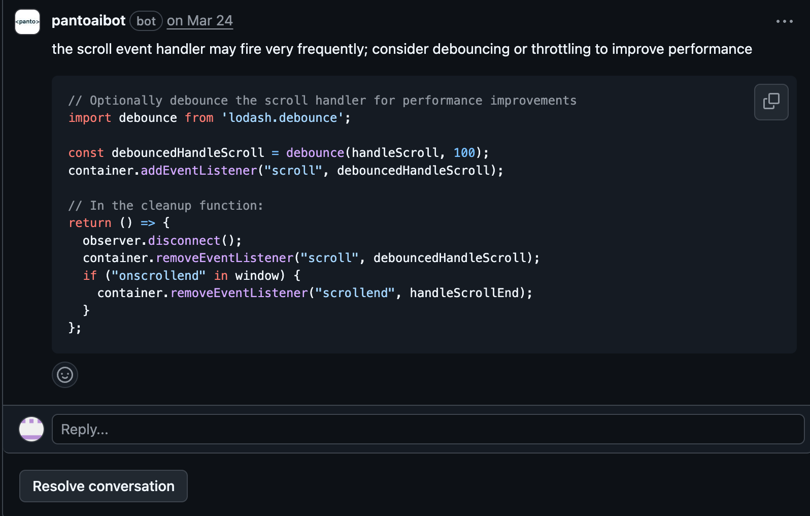 Panto AI code review