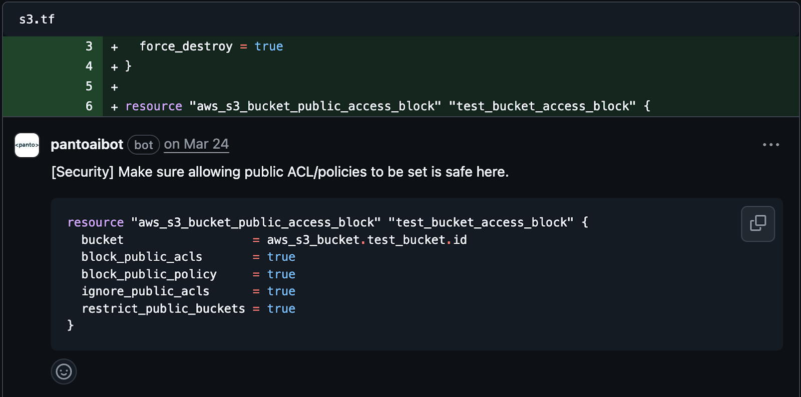 Panto AI code review