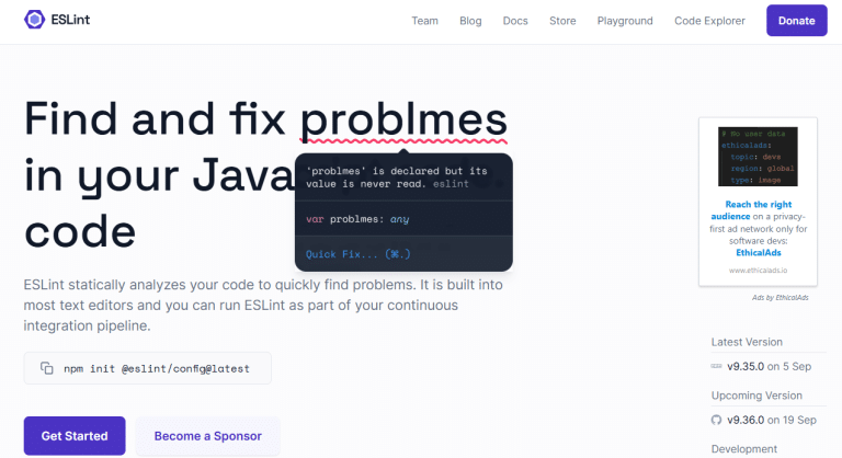 ES Lint code audit tools