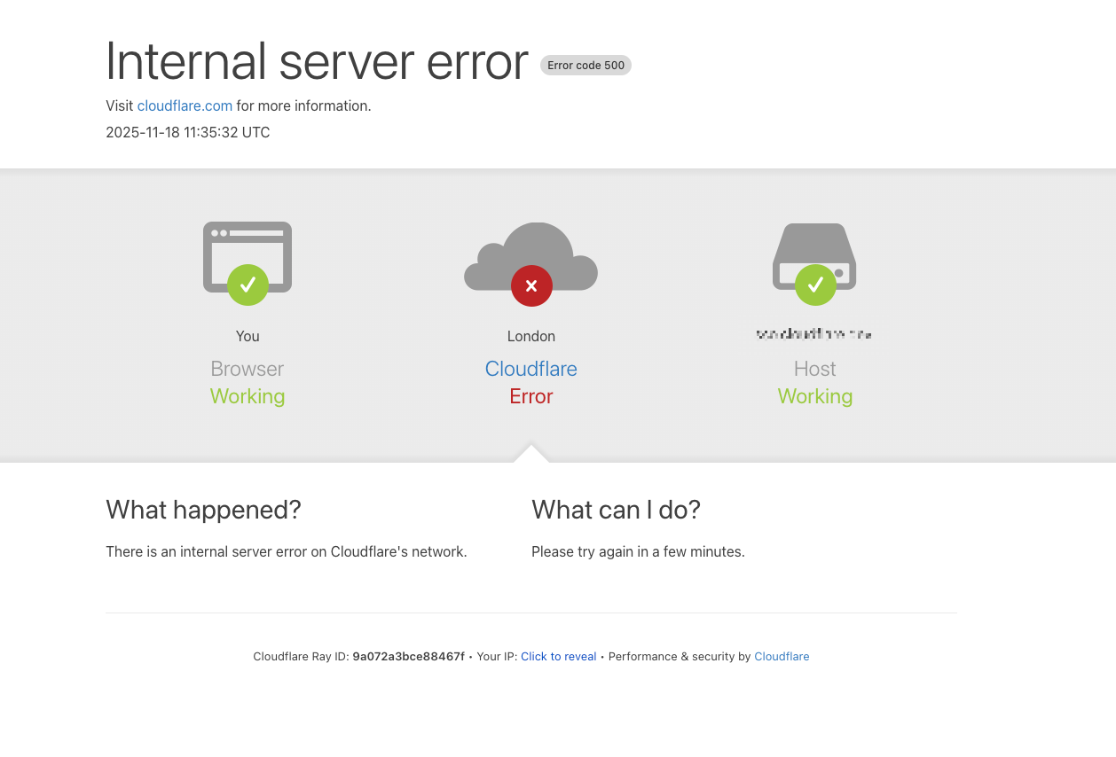 Cloudflare outage error