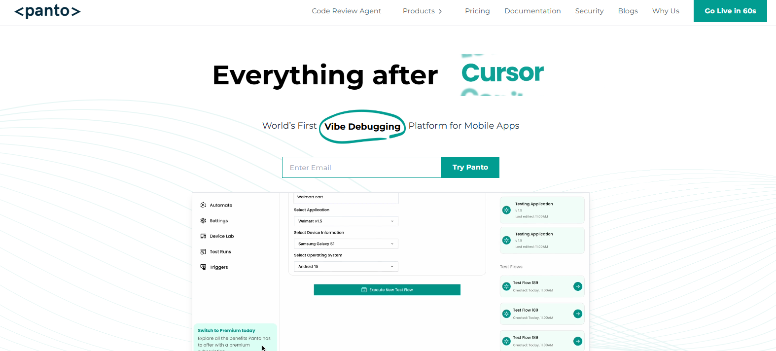 Panto AI codeless mobile app test automation