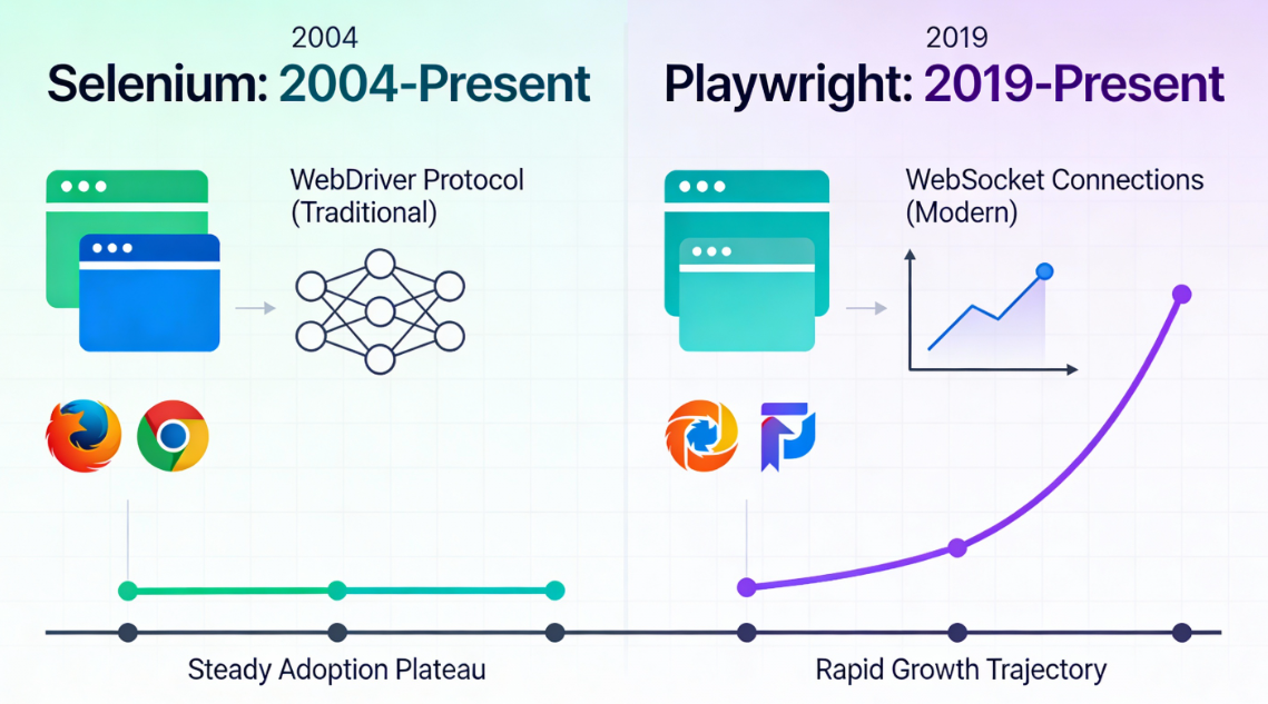 selenium vs. playwright adoption rate