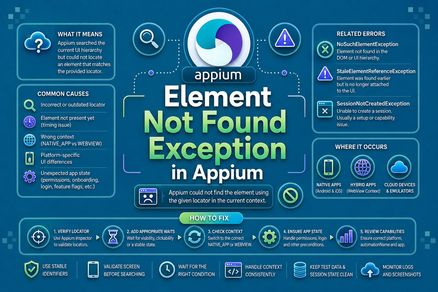 appium elementnotfoundexception